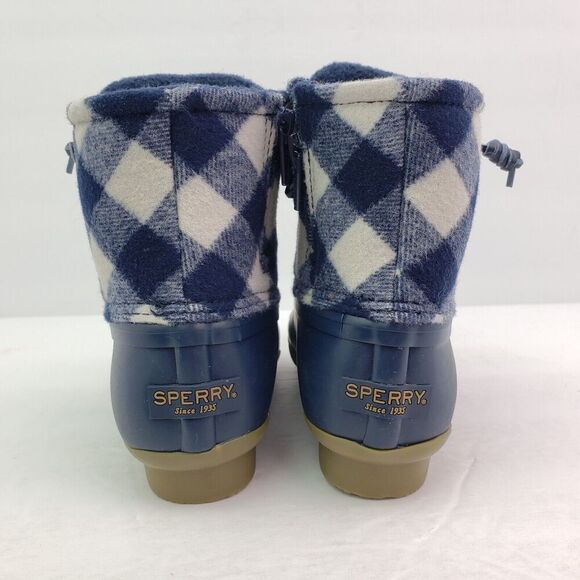 Sperry Top Sider Saltwater Youth Size 1Y Blue Plaid Wool Waterproof Duck Boot - Picture 7 of 12